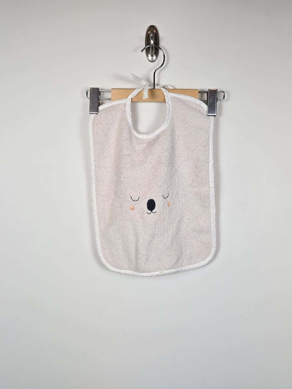 Carré Blanc Paris Baby Bib Bear Face Pink Cotton Terry French Nursery 11x16